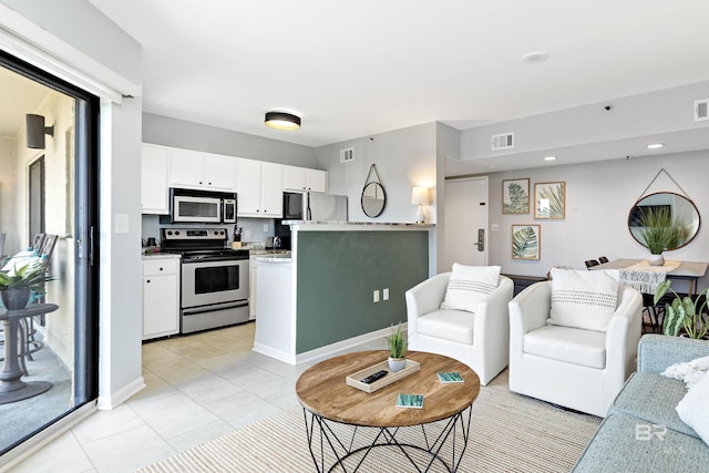 view of tiled living room