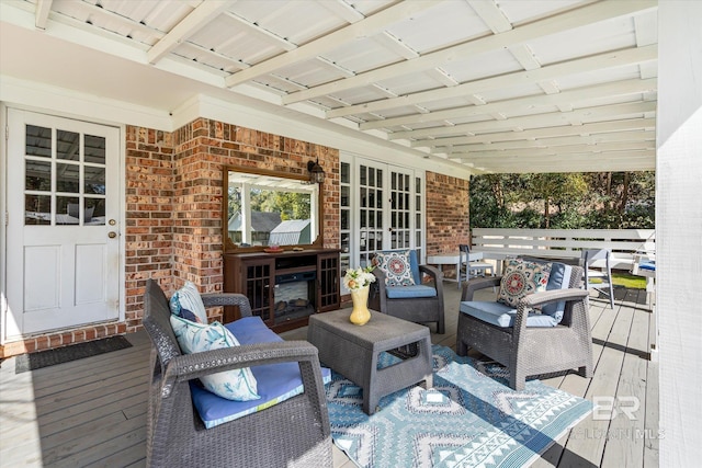 deck featuring french doors