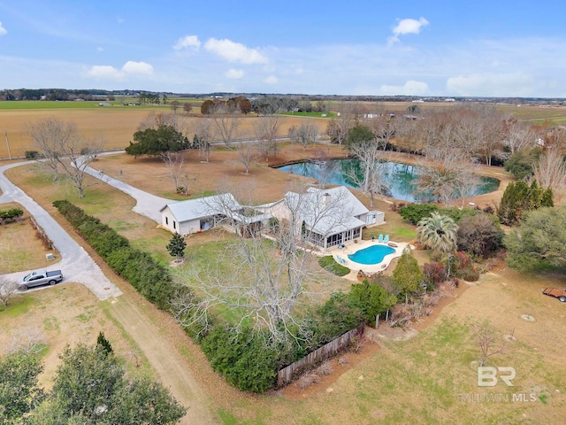 aerial view featuring a rural view