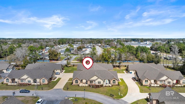 drone / aerial view with a residential view