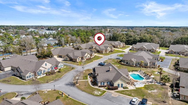 bird's eye view with a residential view