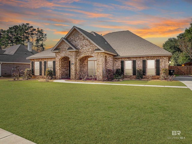 view of front of house with a yard