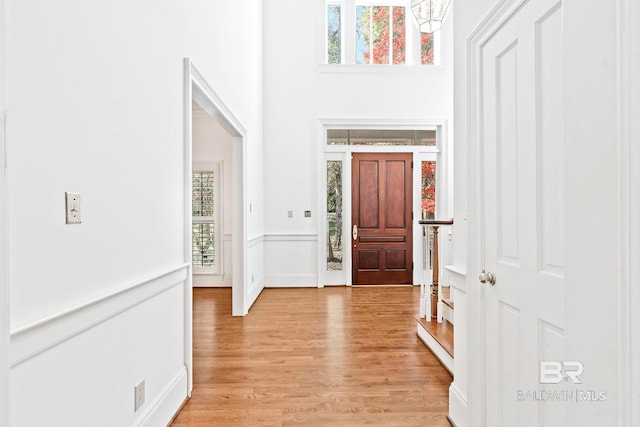 entrance foyer featuring light wood-type flooring