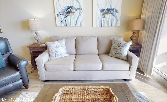 living room featuring light hardwood / wood-style floors