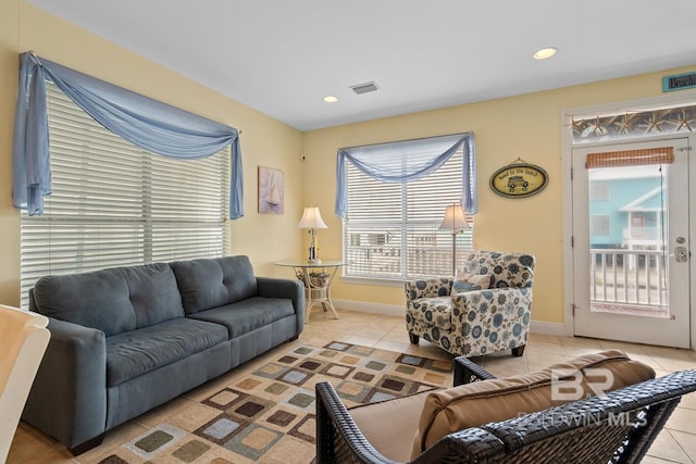 6065 Sawgrass Dr, Gulf Shores, AL 36542 - living area with recessed lighting, visible vents, and tile patterned floors