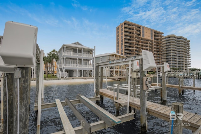 view of dock featuring a water view