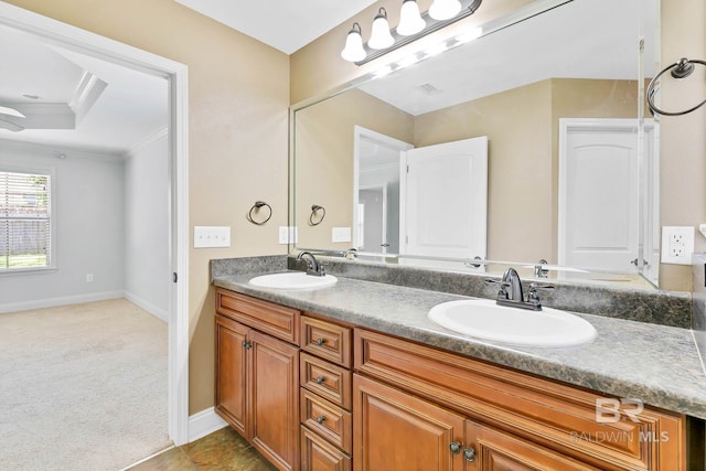 28165 Turkey Branch Dr, Daphne, AL 36526 - full bath featuring double vanity, baseboards, and crown molding