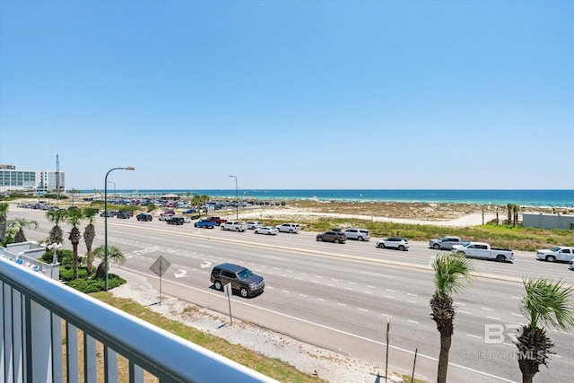 view of water feature featuring a view of the beach