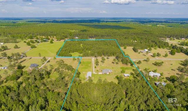 aerial view with a wooded view