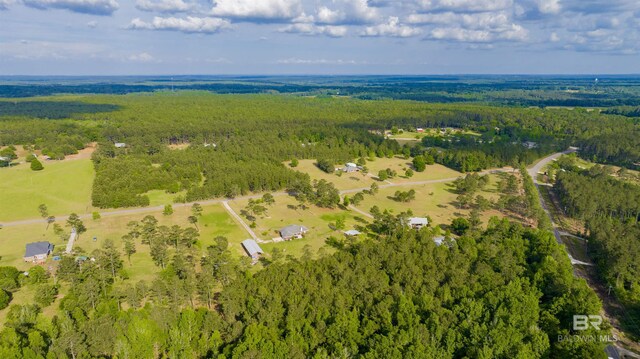 aerial view with a wooded view