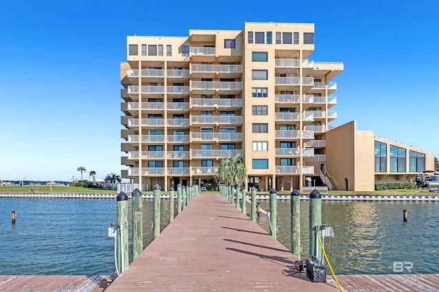 view of dock featuring a water view