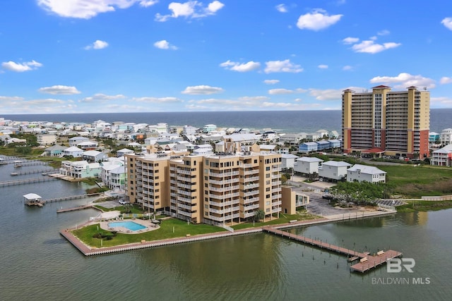 bird's eye view featuring a water view