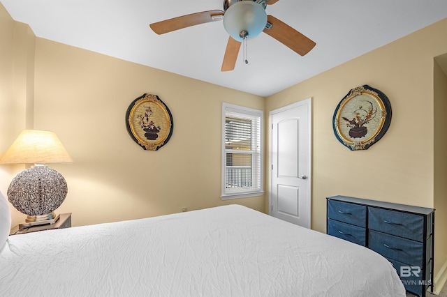 bedroom featuring a ceiling fan