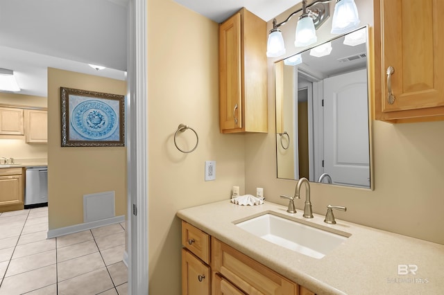 bathroom featuring vanity, tile patterned flooring, and visible vents