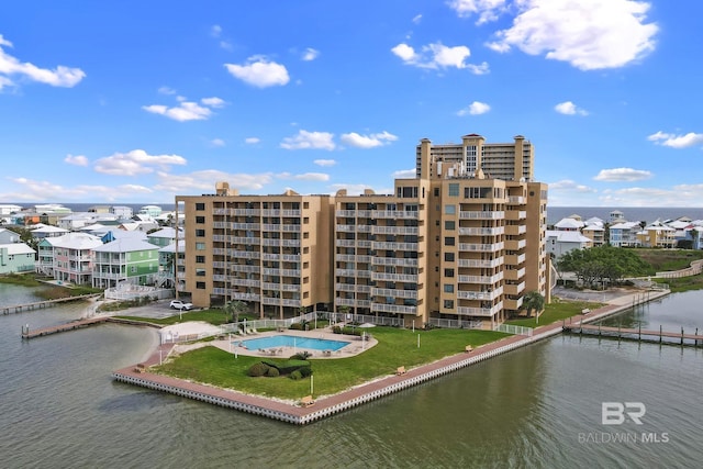 view of property with a water view