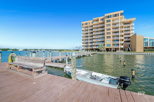 dock area featuring a water view