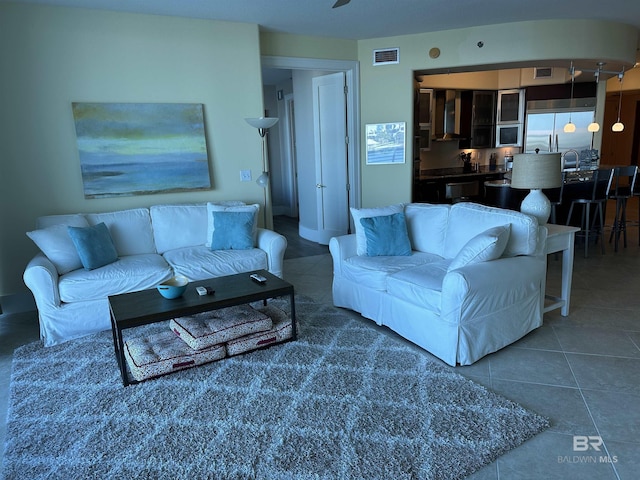 view of tiled living room