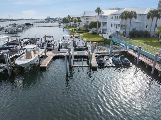 view of dock featuring a water view