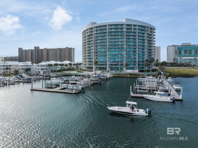 water view with a boat dock