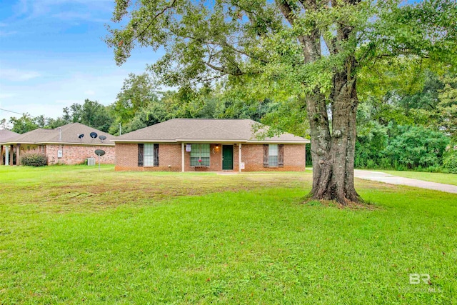 ranch-style house featuring a front yard