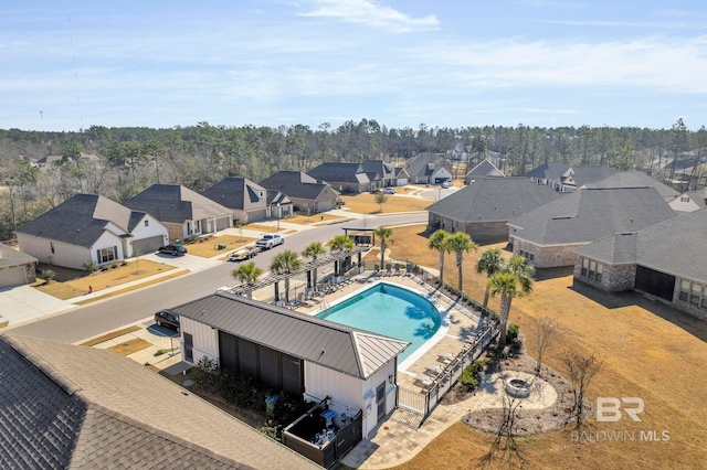 bird's eye view with a residential view