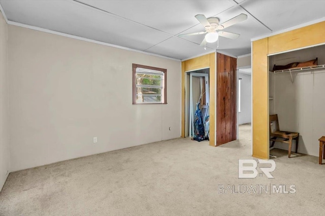 4918 Quimby Dr, Mobile, AL 36619 - unfurnished bedroom featuring carpet flooring, crown molding, and a ceiling fan