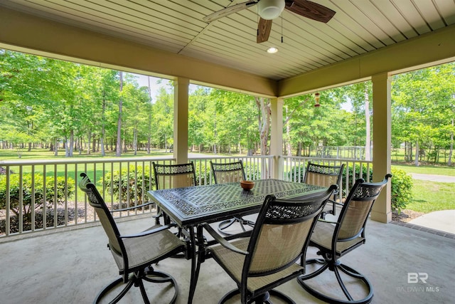 917 Rockaway Creek Rd, Atmore, AL 36502 - view of patio with outdoor dining area and a ceiling fan