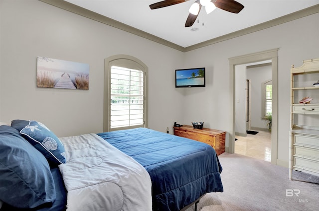 917 Rockaway Creek Rd, Atmore, AL 36502 - bedroom with ceiling fan, carpet floors, and multiple windows