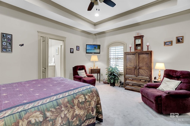 917 Rockaway Creek Rd, Atmore, AL 36502 - bedroom featuring recessed lighting, a raised ceiling, ceiling fan, and carpet flooring