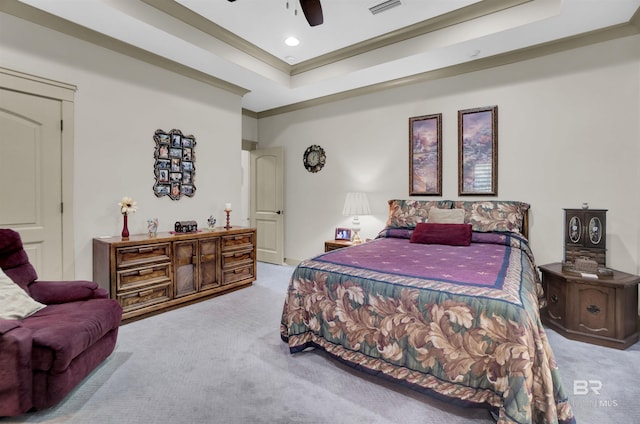917 Rockaway Creek Rd, Atmore, AL 36502 - bedroom featuring a raised ceiling, ceiling fan, and carpet flooring