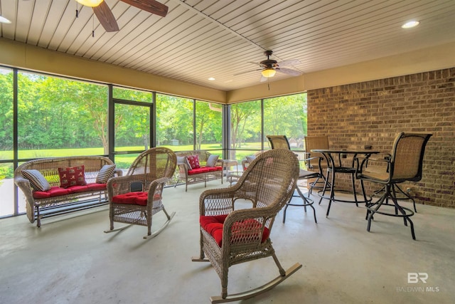 917 Rockaway Creek Rd, Atmore, AL 36502 - sunroom featuring a ceiling fan and an outdoor living space