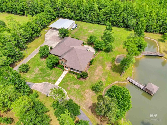 917 Rockaway Creek Rd, Atmore, AL 36502 - drone / aerial view featuring a water view