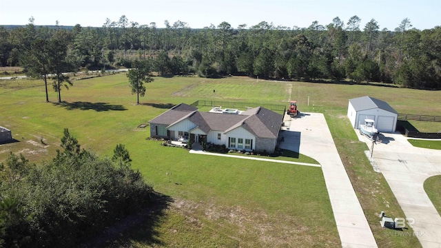 bird's eye view featuring a rural view