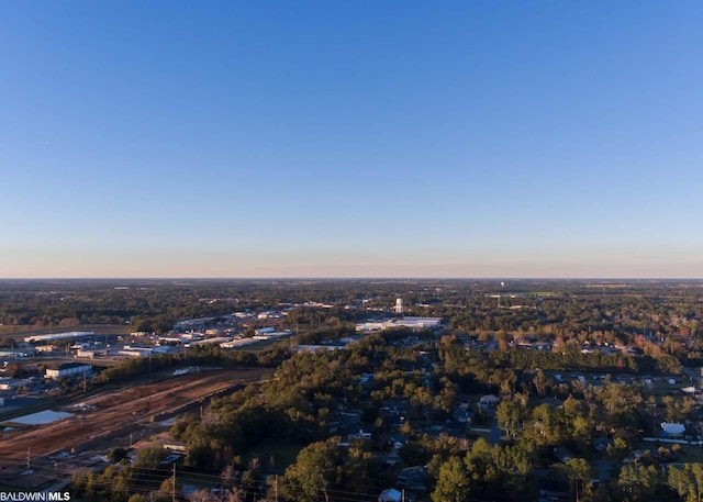 view of aerial view at dusk