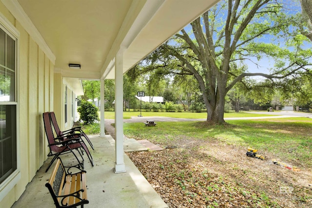 view of yard with a porch