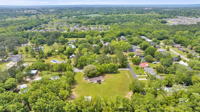 aerial view featuring a forest view