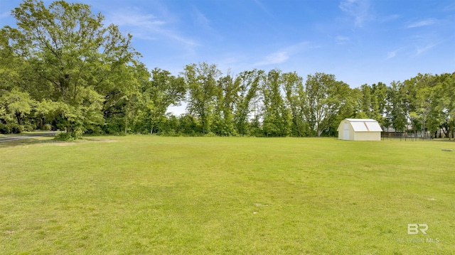 view of yard with an outbuilding