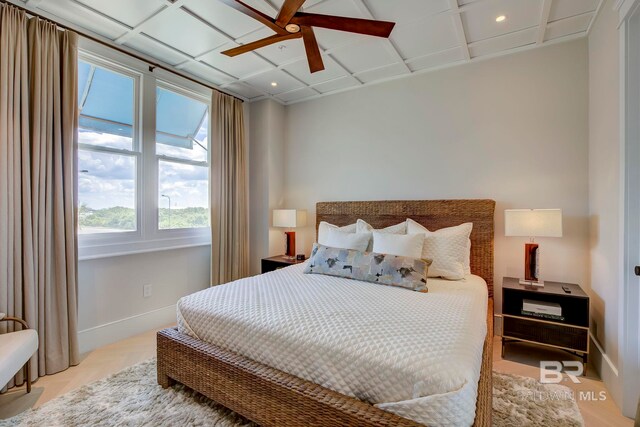 27269 Perdido Beach Blvd Unit C5A, Orange Beach, AL 36561 - bedroom featuring baseboards, recessed lighting, and coffered ceiling