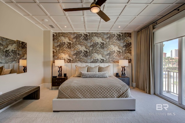 27269 Perdido Beach Blvd Unit C5A, Orange Beach, AL 36561 - bedroom with carpet flooring, access to outside, and wallpapered walls