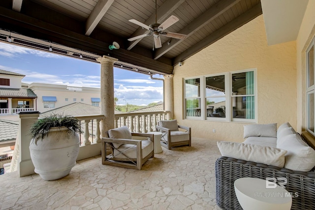 27269 Perdido Beach Blvd Unit C5A, Orange Beach, AL 36561 - view of patio featuring an outdoor living space and a ceiling fan