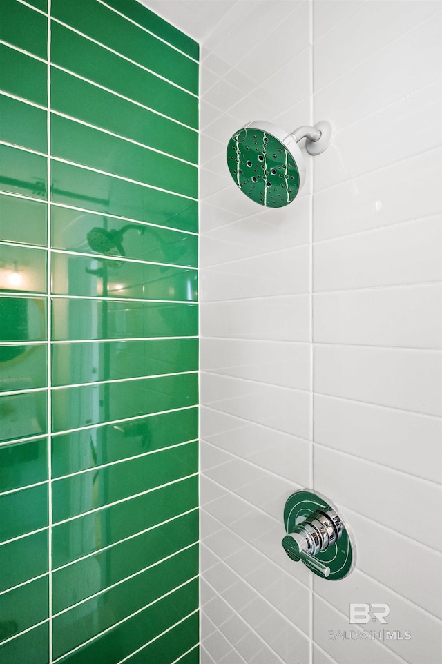 interior details with tiled shower