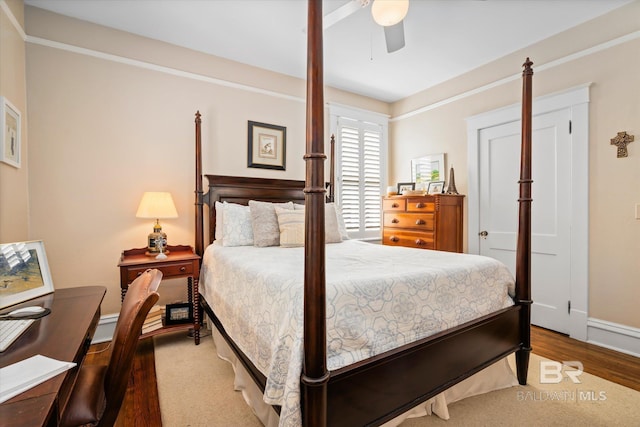 24 Macy Pl, Mobile, AL 36604 - bedroom featuring wood finished floors, baseboards, and a ceiling fan