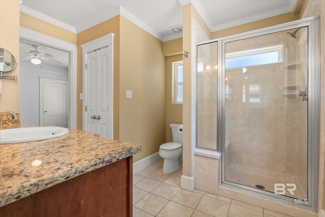 24 Macy Pl, Mobile, AL 36604 - full bath with vanity, a stall shower, toilet, baseboards, and tile patterned floors