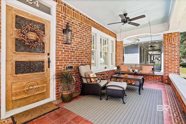 24 Macy Pl, Mobile, AL 36604 - wooden porch featuring ceiling fan