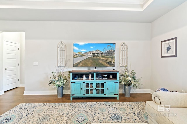 living room with hardwood / wood-style floors