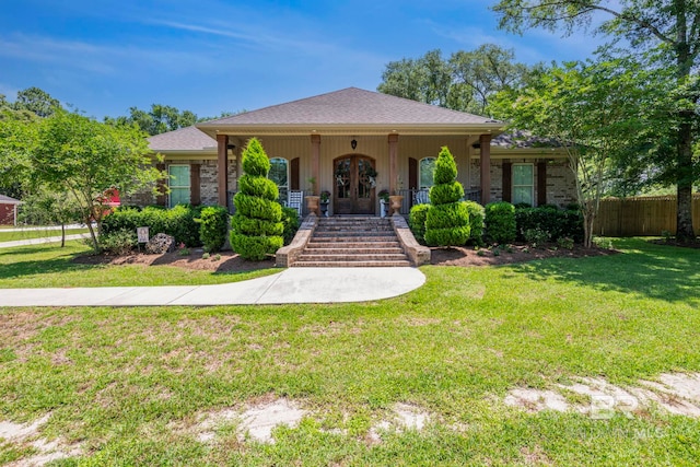 4331 Hamilton Oaks Ln, Mobile, AL 36695 - view of front of house featuring stairs, french doors, a porch, and roof with shingles