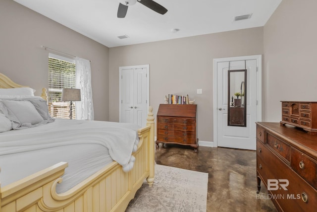 4331 Hamilton Oaks Ln, Mobile, AL 36695 - bedroom featuring concrete floors, a closet, a ceiling fan, and baseboards