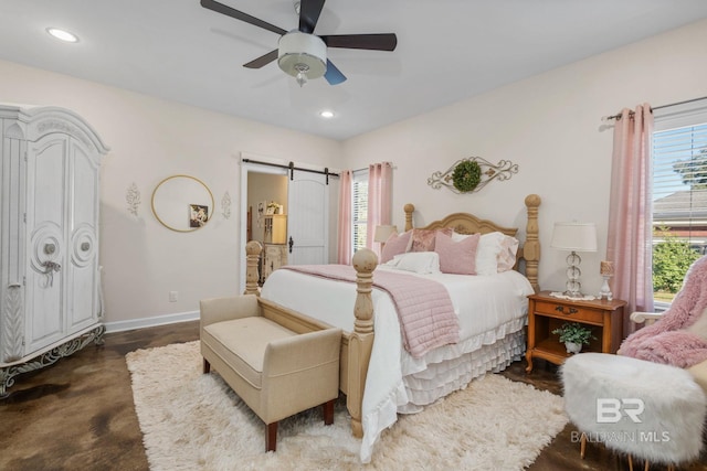 4331 Hamilton Oaks Ln, Mobile, AL 36695 - bedroom featuring baseboards, recessed lighting, and a ceiling fan
