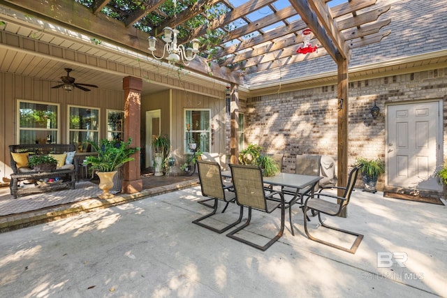4331 Hamilton Oaks Ln, Mobile, AL 36695 - view of patio with outdoor dining space, ceiling fan, and a pergola
