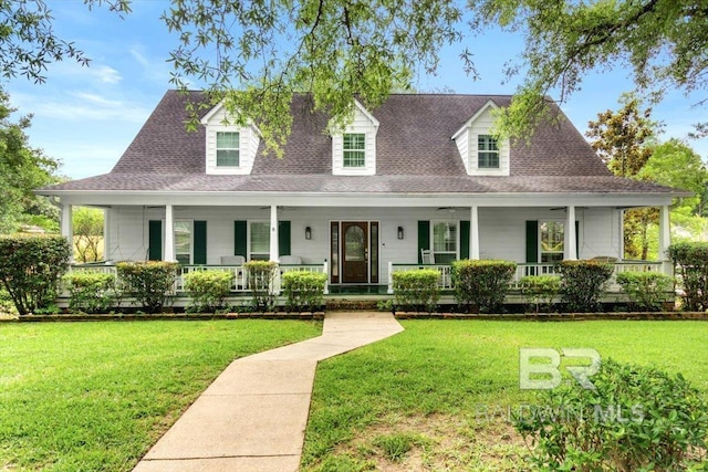 6505 Charing Wood Dr, Mobile, AL 36695 - farmhouse inspired home featuring covered porch, a front yard, and a shingled roof